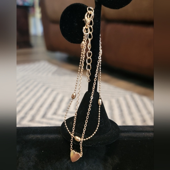 ⛱️Goldtone Double Strand Heart Anklet - Picture 4 of 5